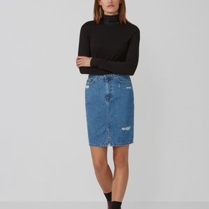 Frank And Oak Light-Wash Denim Pencil Skirt